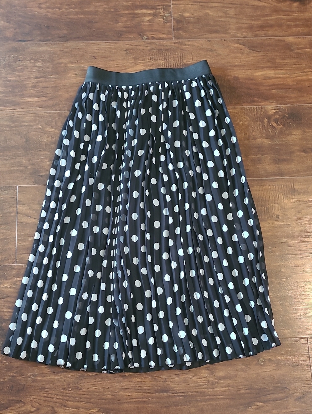 Cynthia Rowley Black Midi Skirt with White Polka Dots Size S/p